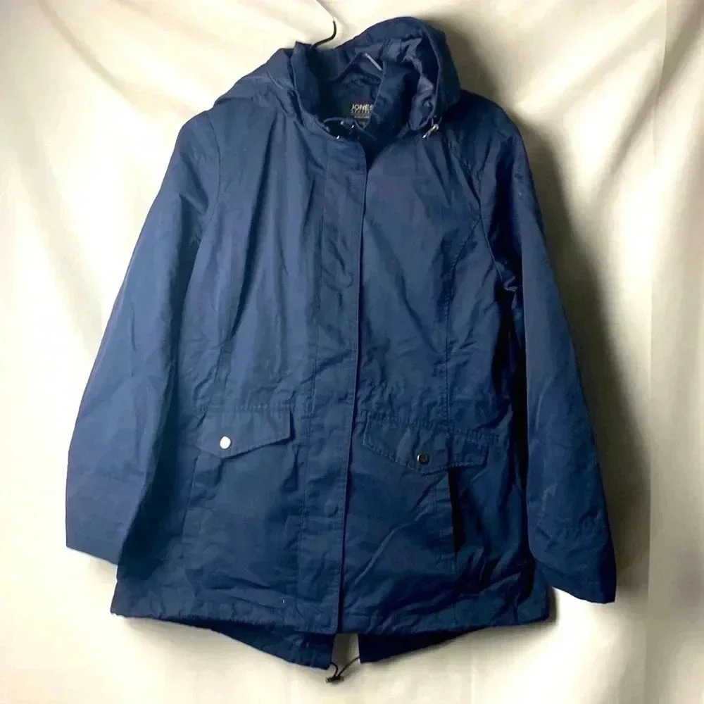 JONES NEW YORK SIGNATURE WO SIZE MEDIUM NAVY JACKET ZIP BUTTON CLOSURE POCKETS‎
